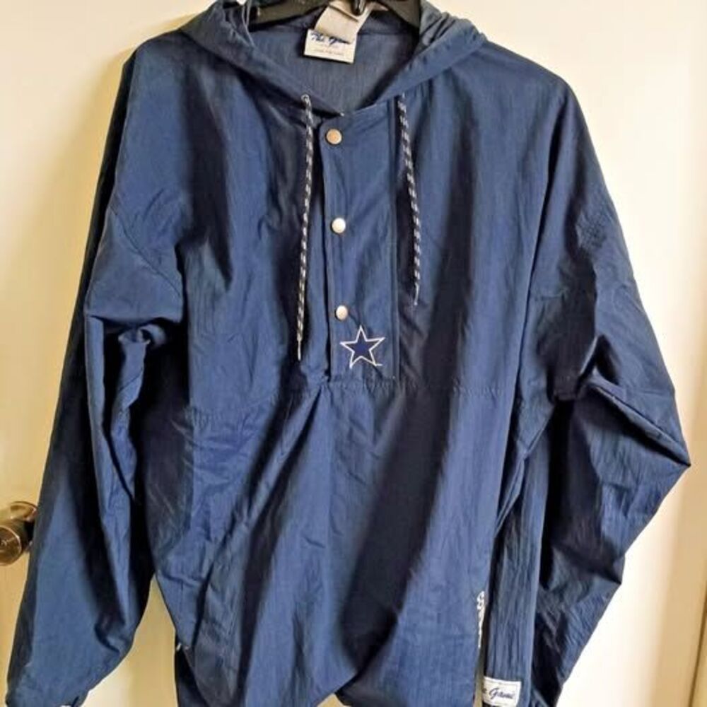 Vintage 90s Dallas Cowboys Jacket The Game XL Pullover Hooded Windbreaker